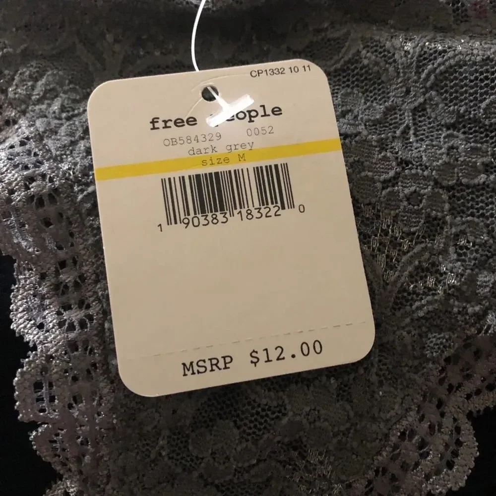 NEW Free People Intimately Dark Grey Lace Thong - Picture 4 of 6